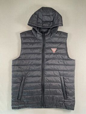 GUESS | Men’s Lightweight Hooded Puffer Vest Black | S